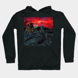 Trippy Moon landing flag salute with amazing sky Hoodie